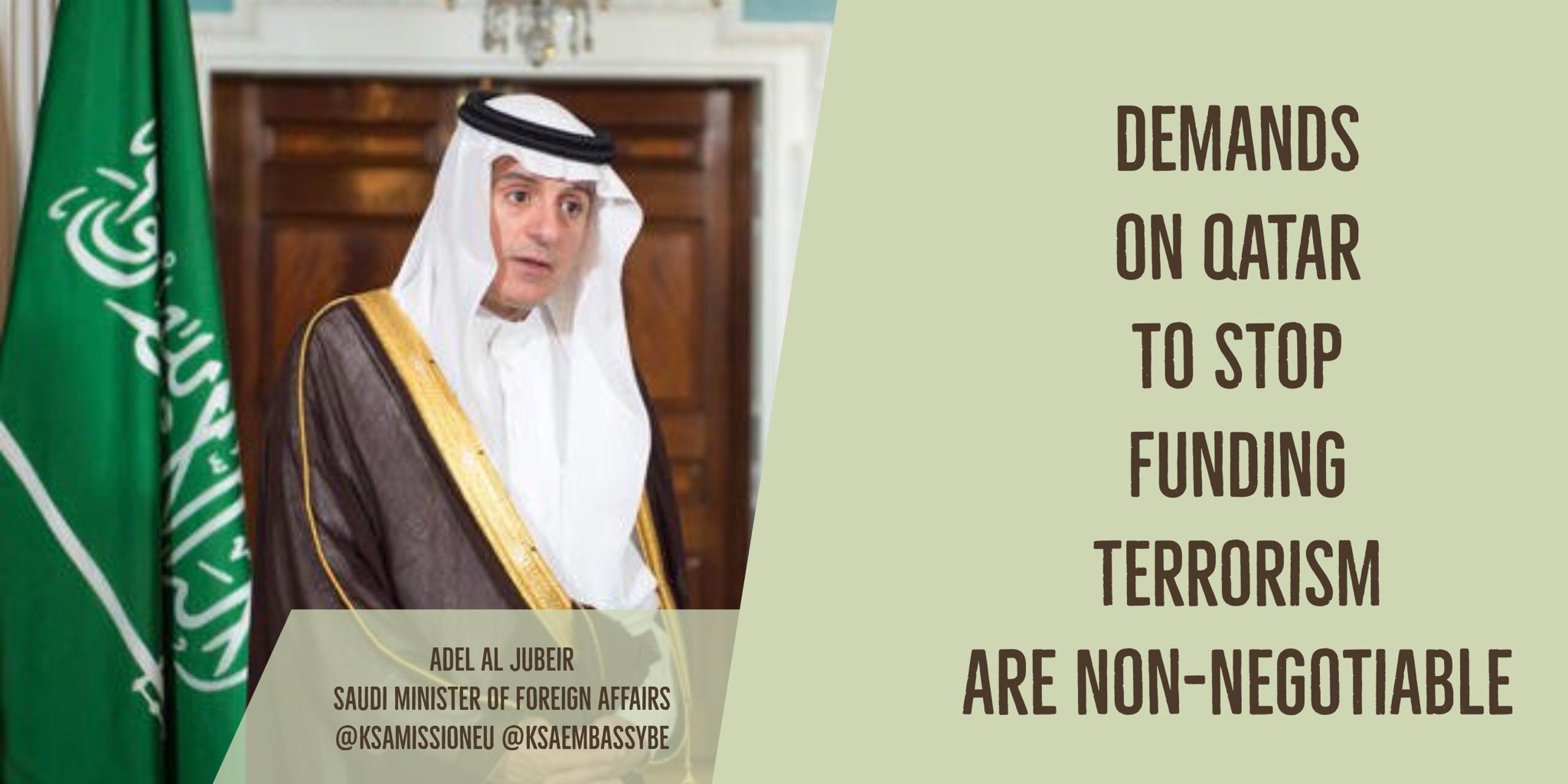Saudi Foreign Minister: Demands on Qatar to Stop Funding Terrorism are Non-Negotiable
