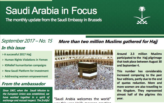 NOW ONLINE: SEPTEMBER EDITION OF THE SAUDI ARABIA IN FOCUS NEWSLETTER