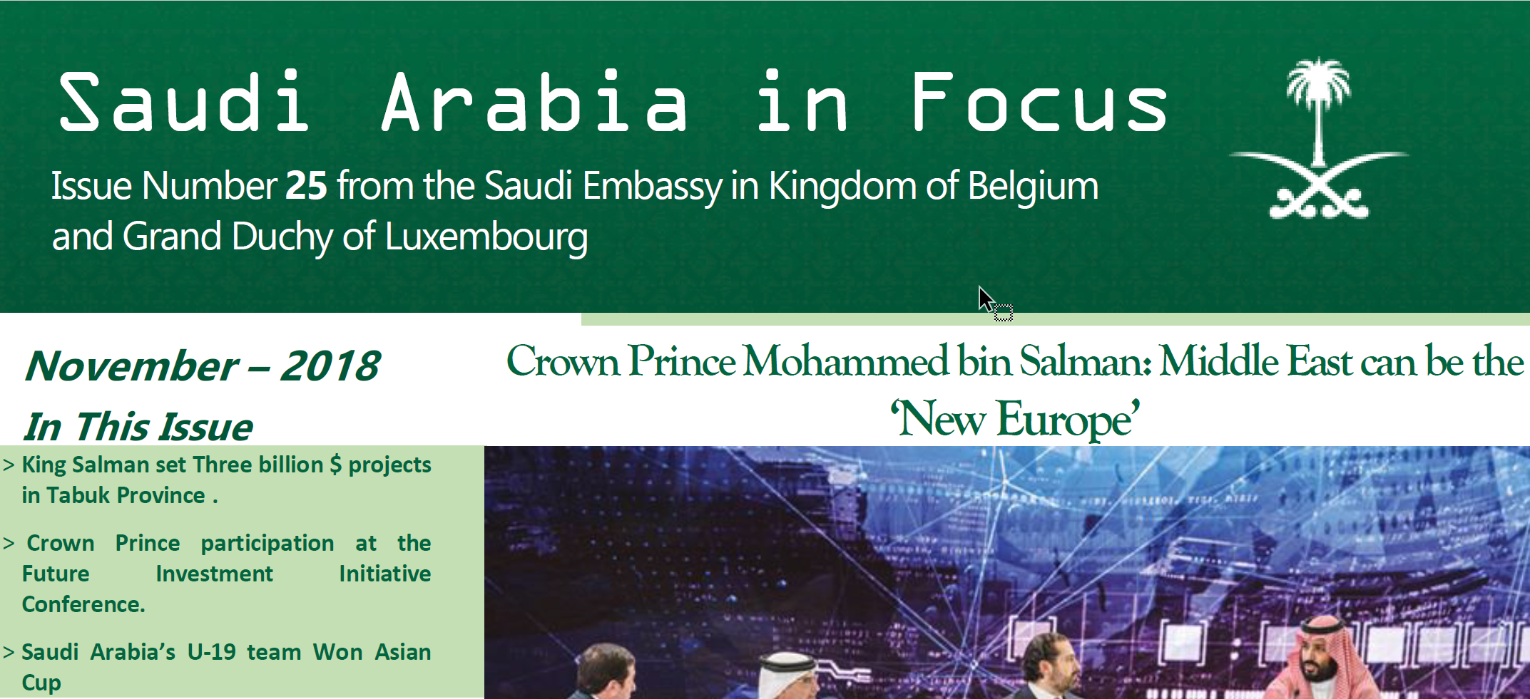NOVEMBER EDITION OF THE SAUDI ARABIA IN FOCUS NEWSLETTER
